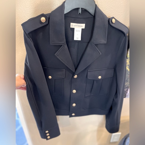 🏷️🆕Lucky Brand military blazer | Size 10 | navy blue | NWOT - Picture 3 of 14